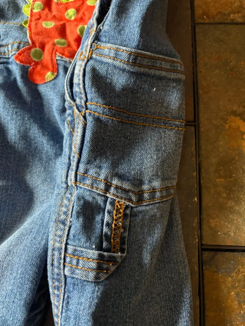 OshKosh B'gosh dinosaur patch denim overalls size 24 months